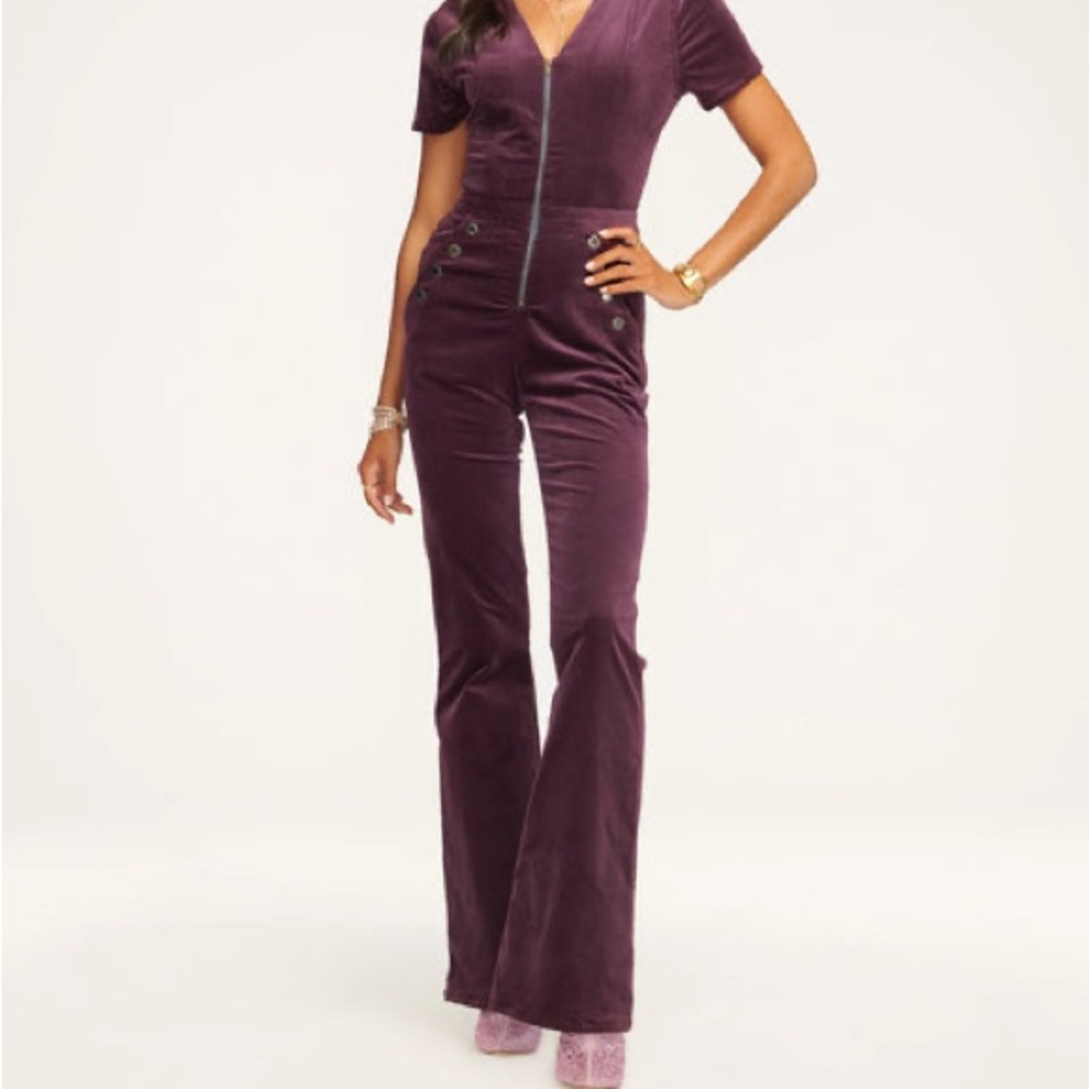 Ramy Brook Velveteen Helena Flared Jumpsuit 28